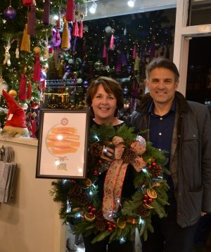 The winner of Oxted Unwrapped, Sammy Green of La Maison Boutique with judge Jeremy Schwartz (Photo: Grant Melton)
